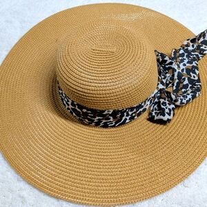 David and Young Tan Sun Hat with Animal Print Band
